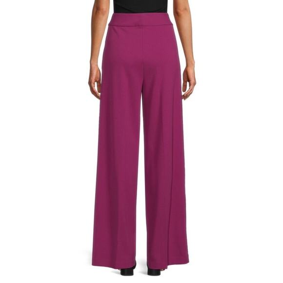 Calvin Klein Side Button Stretchy Mulberry High Rise Wide Leg Trouser Pant 2 NWT - Picture 2 of 15